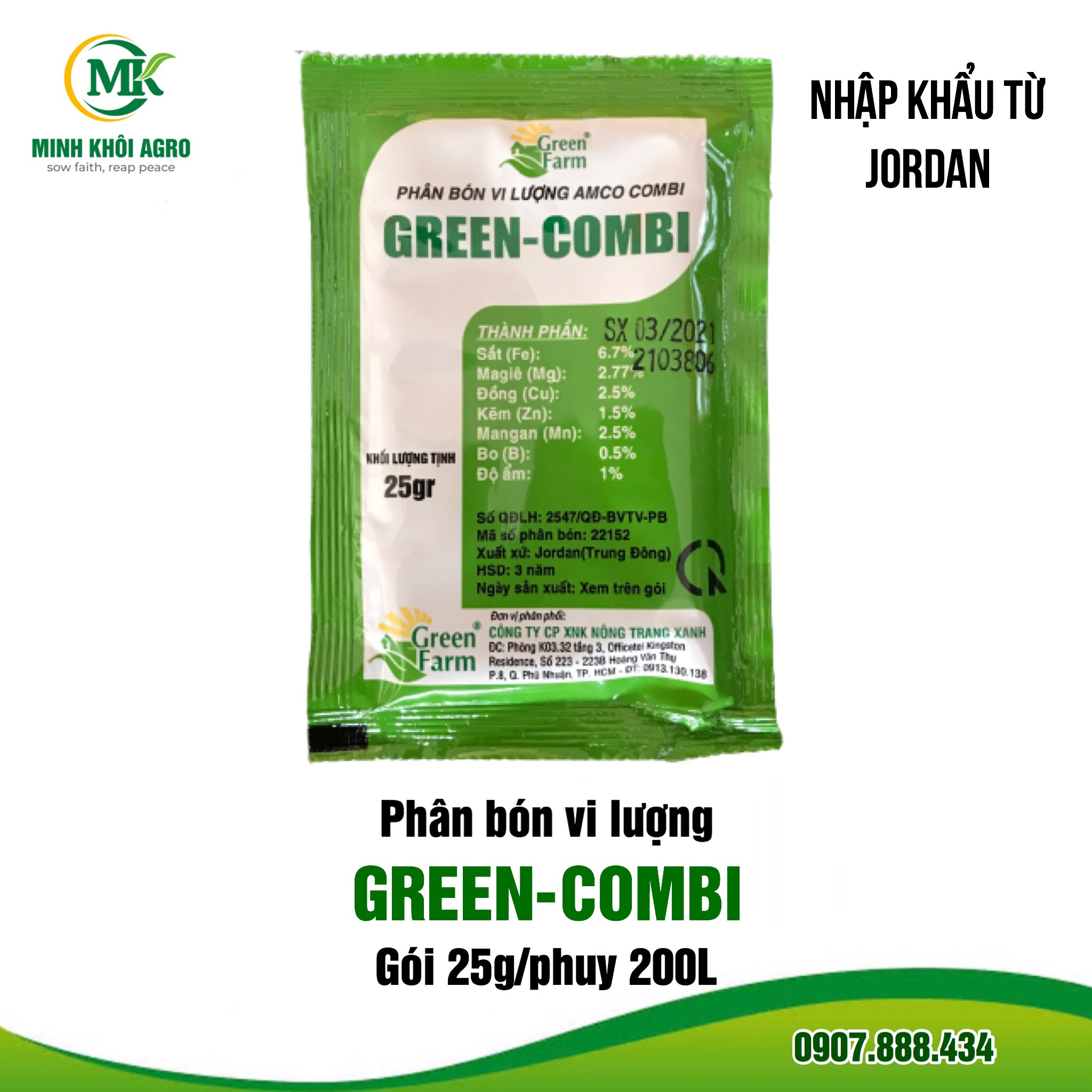 Phân bón vi lượng Green Combi (Gói 25g) - Nhập khẩu từ Jordan